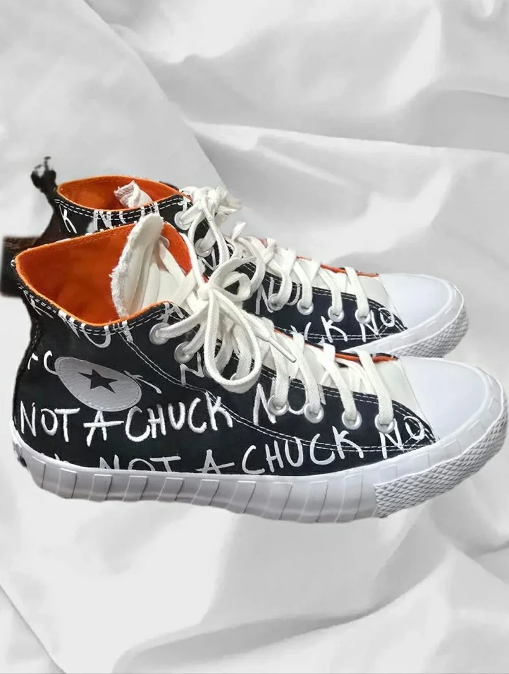 LN Converse UNT1TL3D Not A Chuck High Top Sneakers Black/White/Orange  Men 8